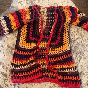 Farm Rio Rainbow Crochet Cardigan Xs 